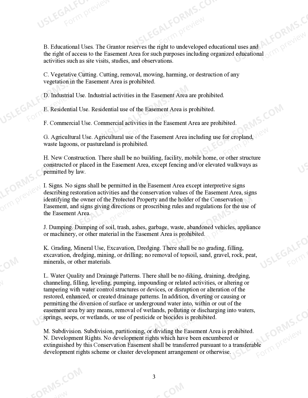 North Carolina Conservation Easement for Habitat and Water Quality