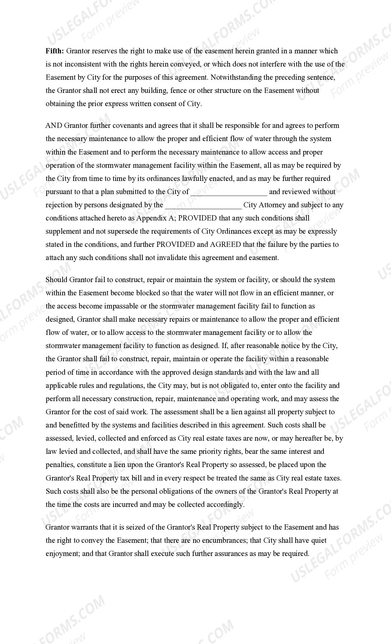 Preview Private Drainage Easement and Stormwater Management Easement, Inspection and Maintenance Agreement