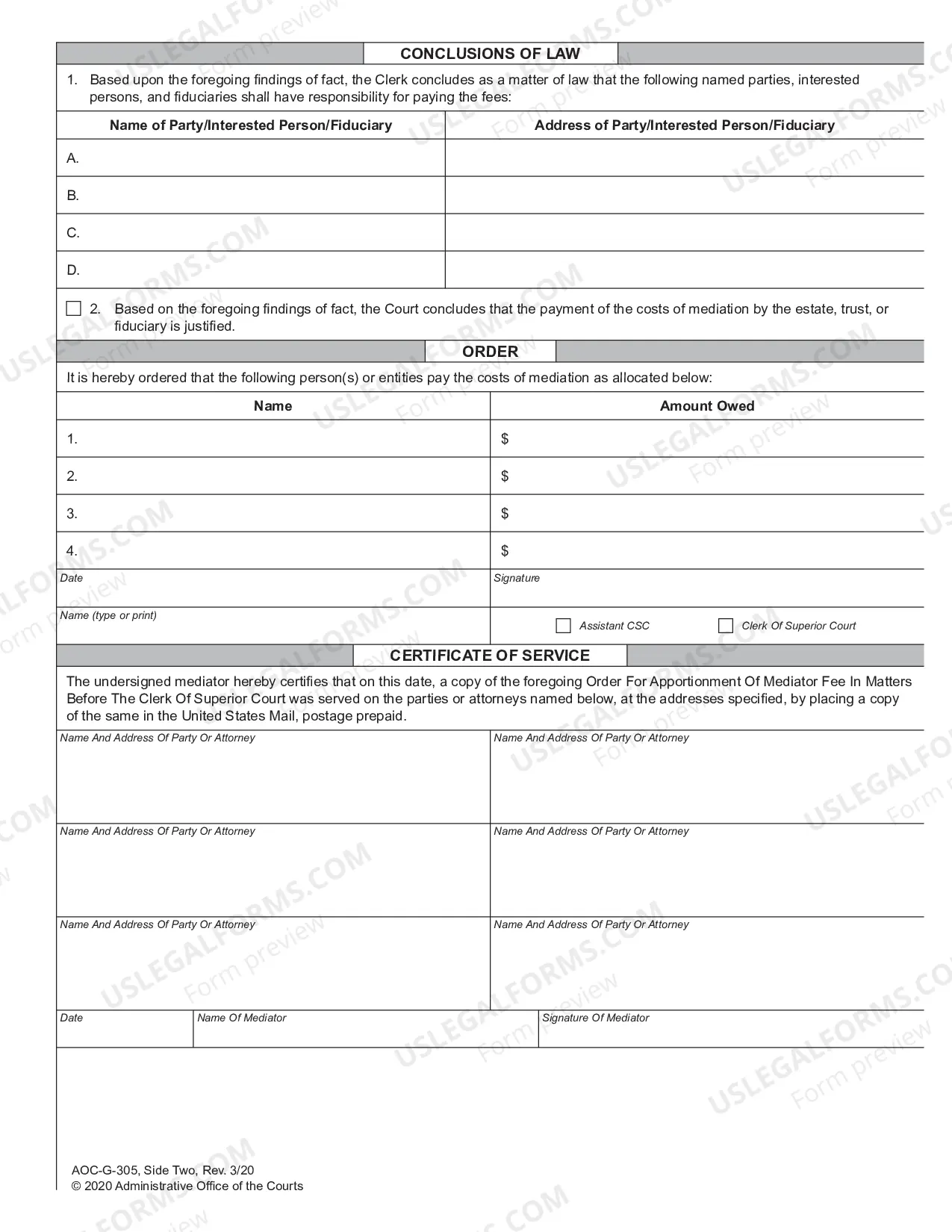 Preview Order for Apportionment of Mediator Fee in Guardianship or Estate Matter