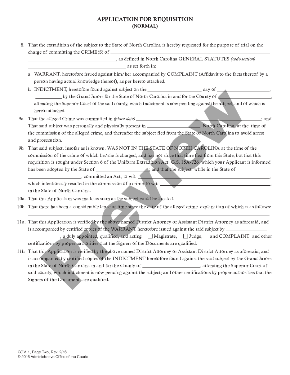 page 1 State of North Carolina Application for Requisition preview