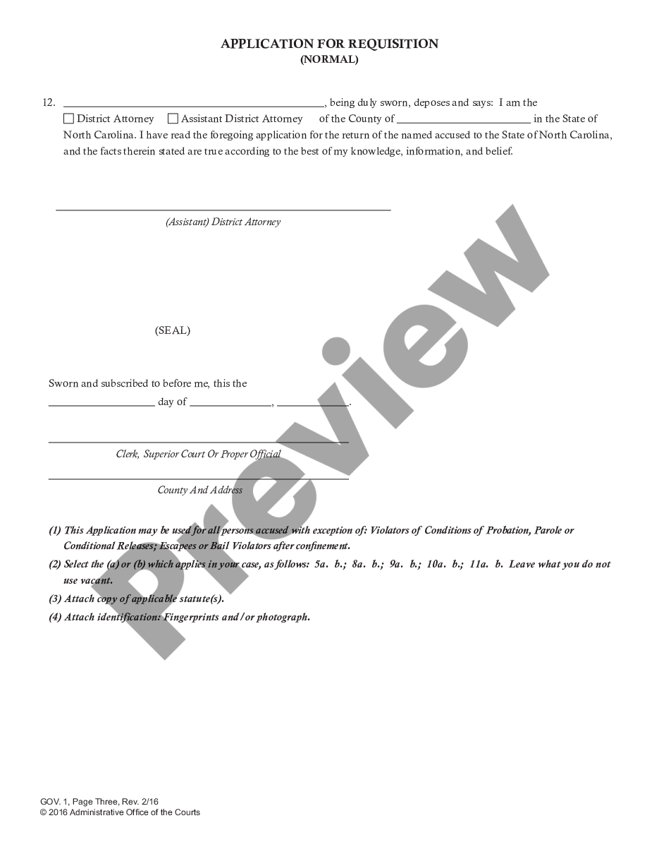 page 2 State of North Carolina Application for Requisition preview