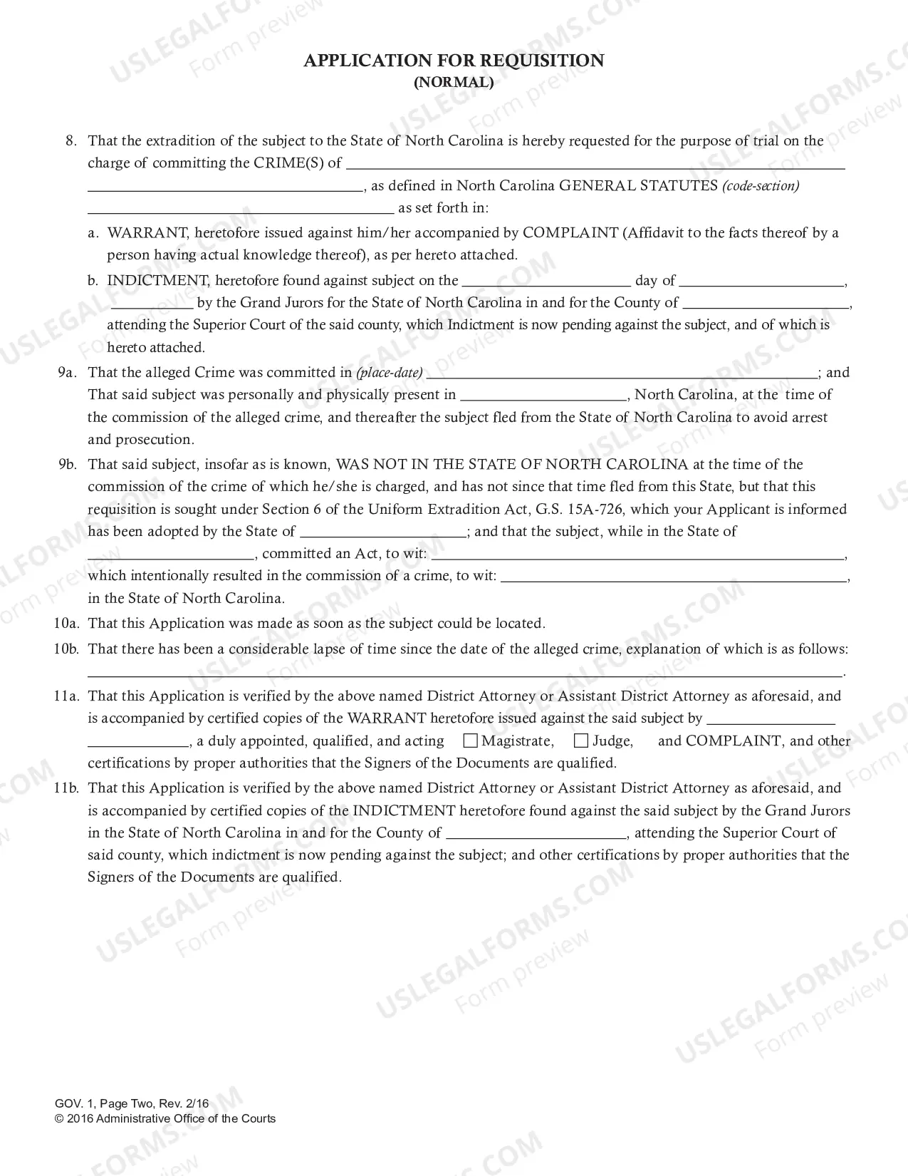 Preview State of North Carolina Application for Requisition