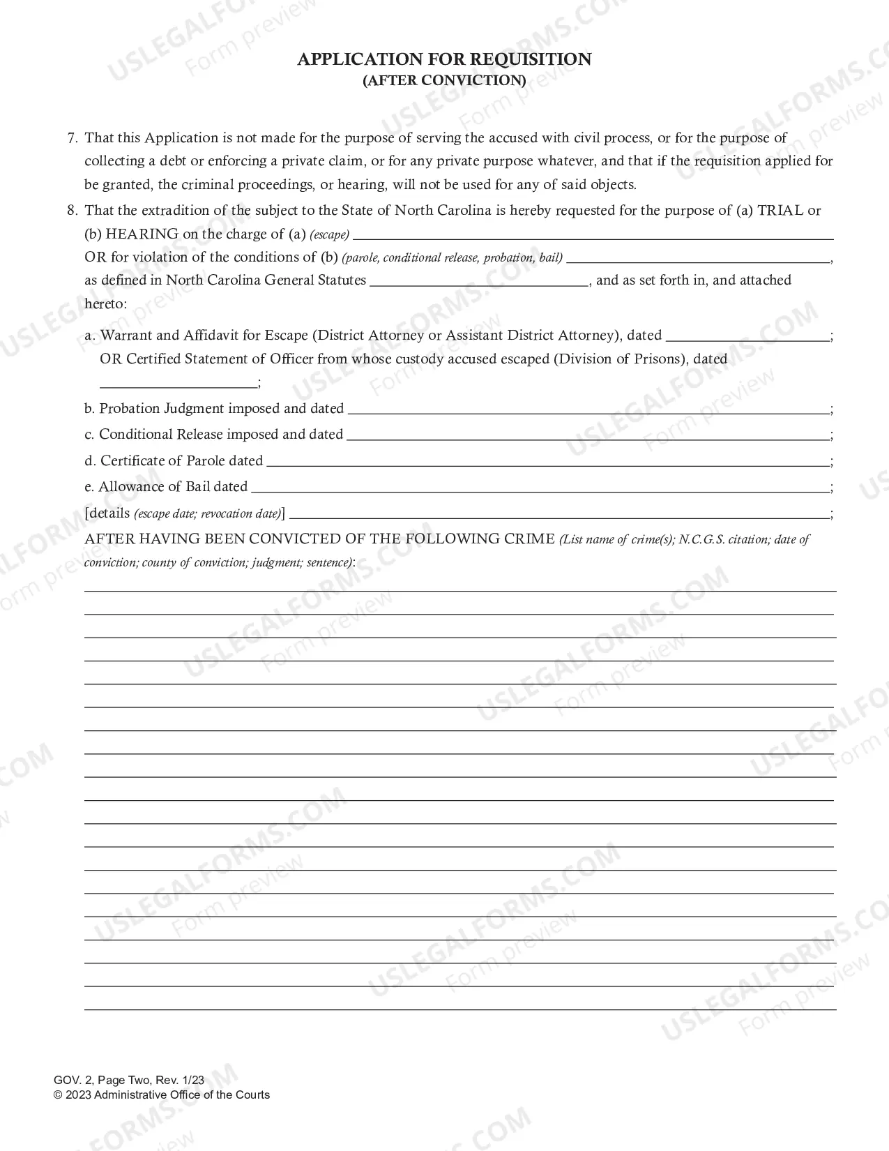 Preview Application for Requisition - After Conviction - Pages 1-4