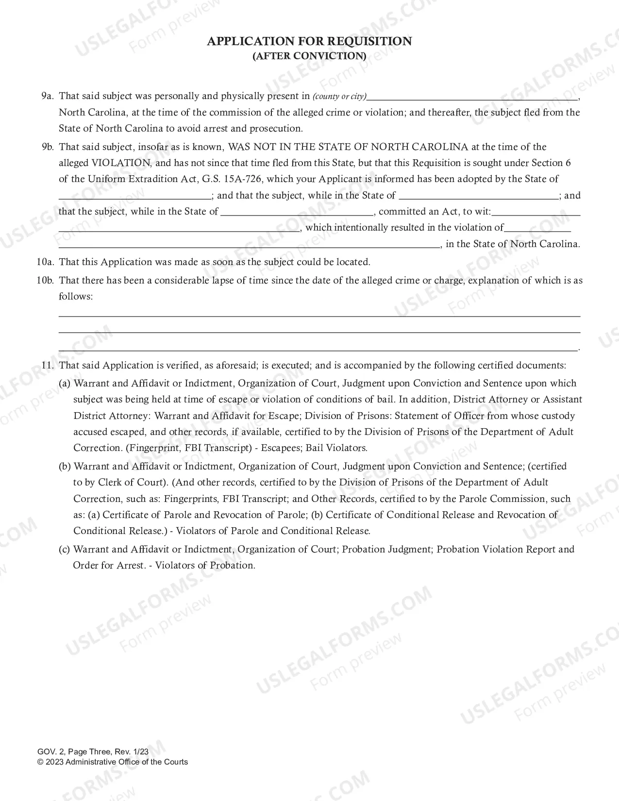 Preview Application for Requisition - After Conviction - Pages 1-4