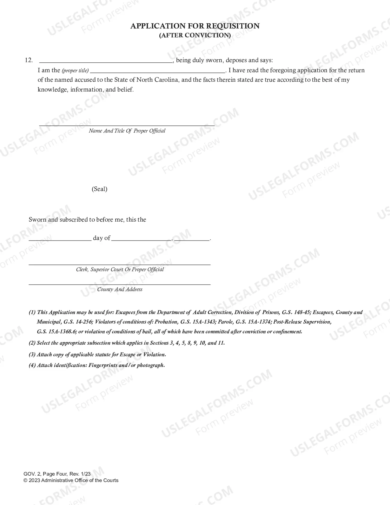 Preview Application for Requisition - After Conviction - Pages 1-4