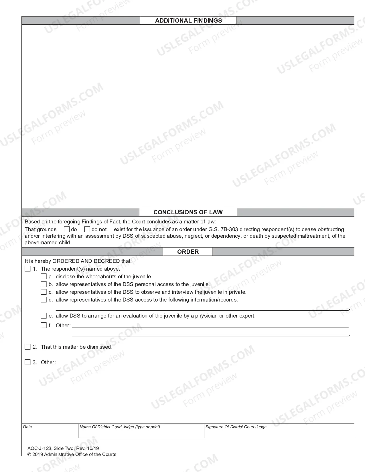 Preview Order to Cease Obstruction of or Interference with Juvenile Investigation