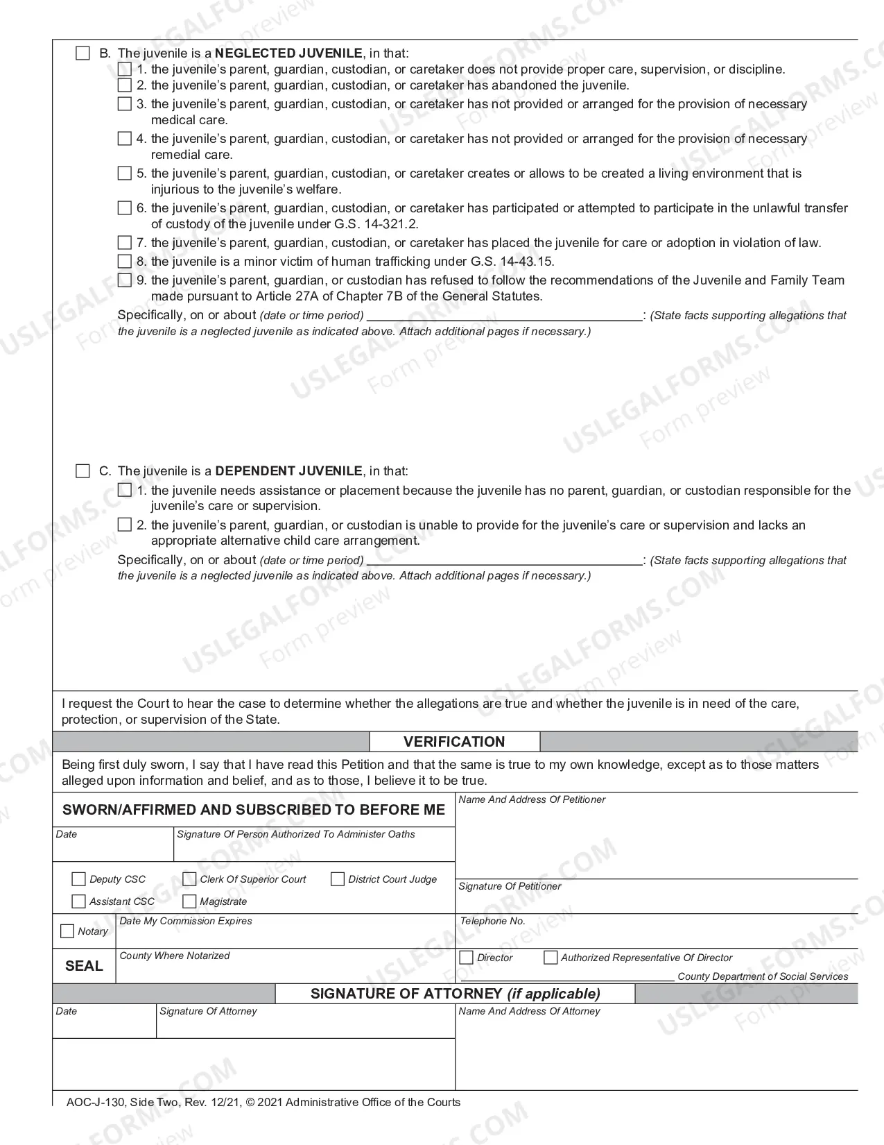 Preview Juvenile Petition