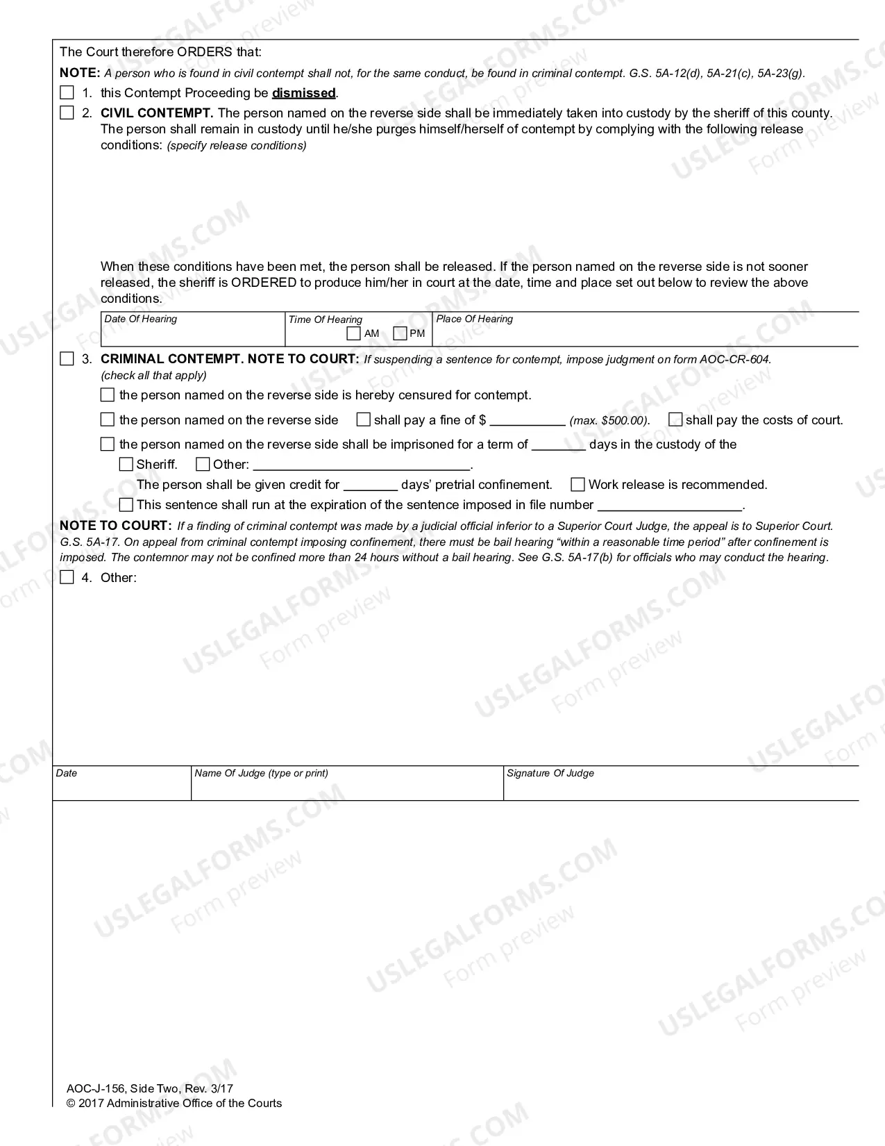 Preview Order in Contempt Proceeding - Parent - Guardian - Custodian or Caretaker in Abuse - Neglect - Dependency Case