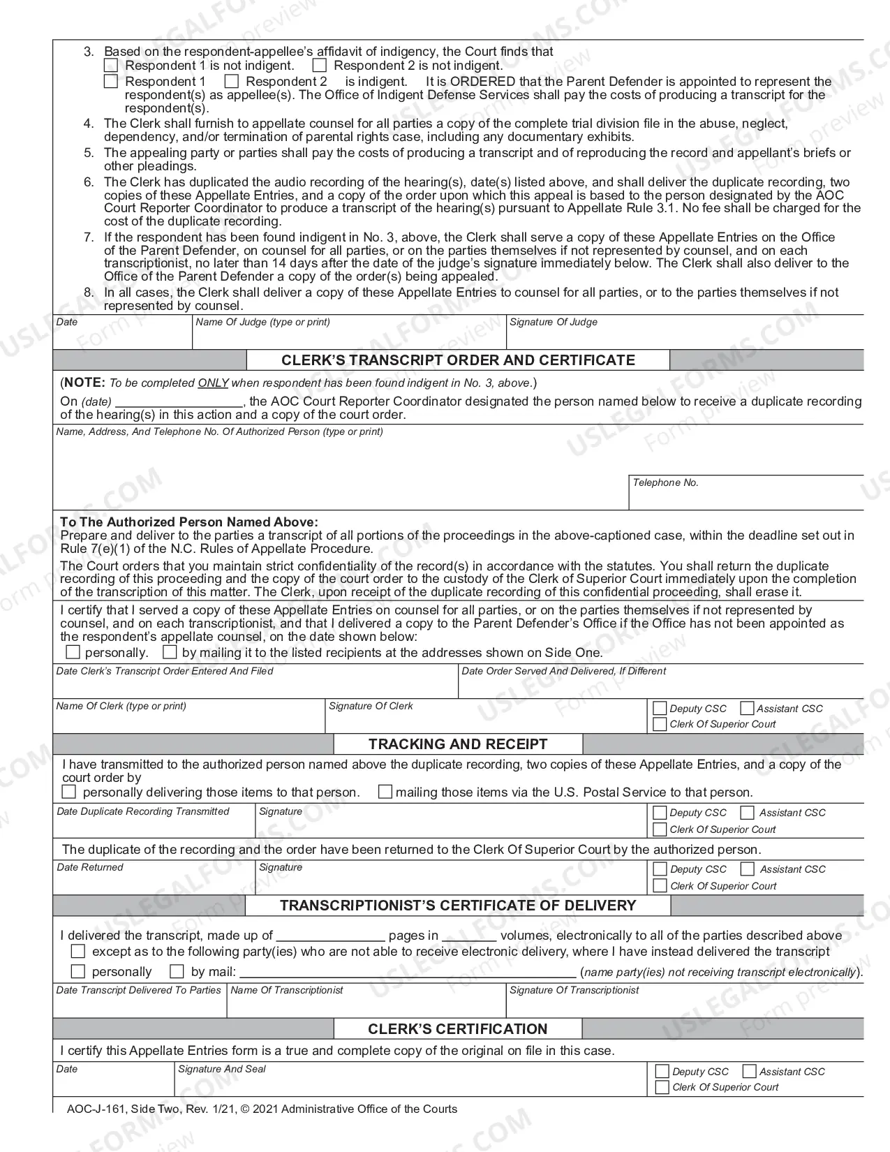 Preview Appellate Entries for DSS/GAL in Abuse, Neglect, Dependency, or Termination of Parental Rights Proceeding