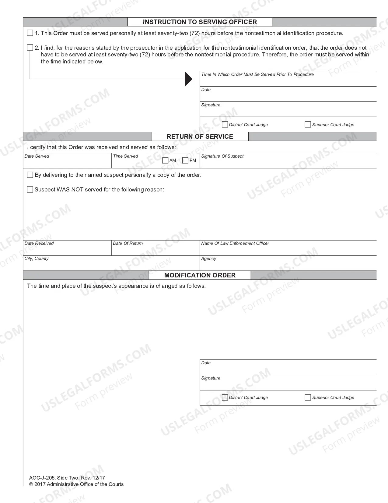 Preview Nontestimonial Identification Order - Juvenile Suspect