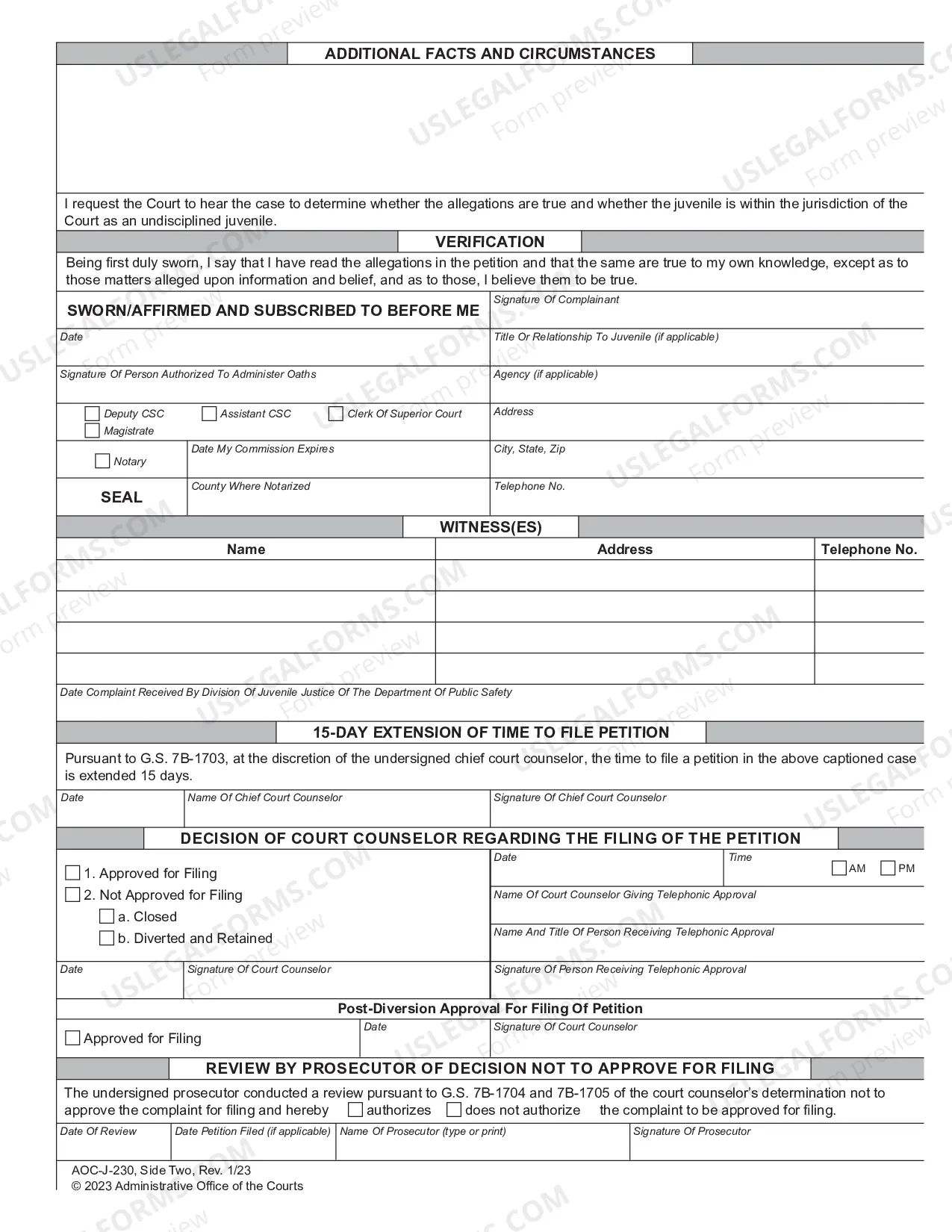 Preview Juvenile Petition - Undisciplined