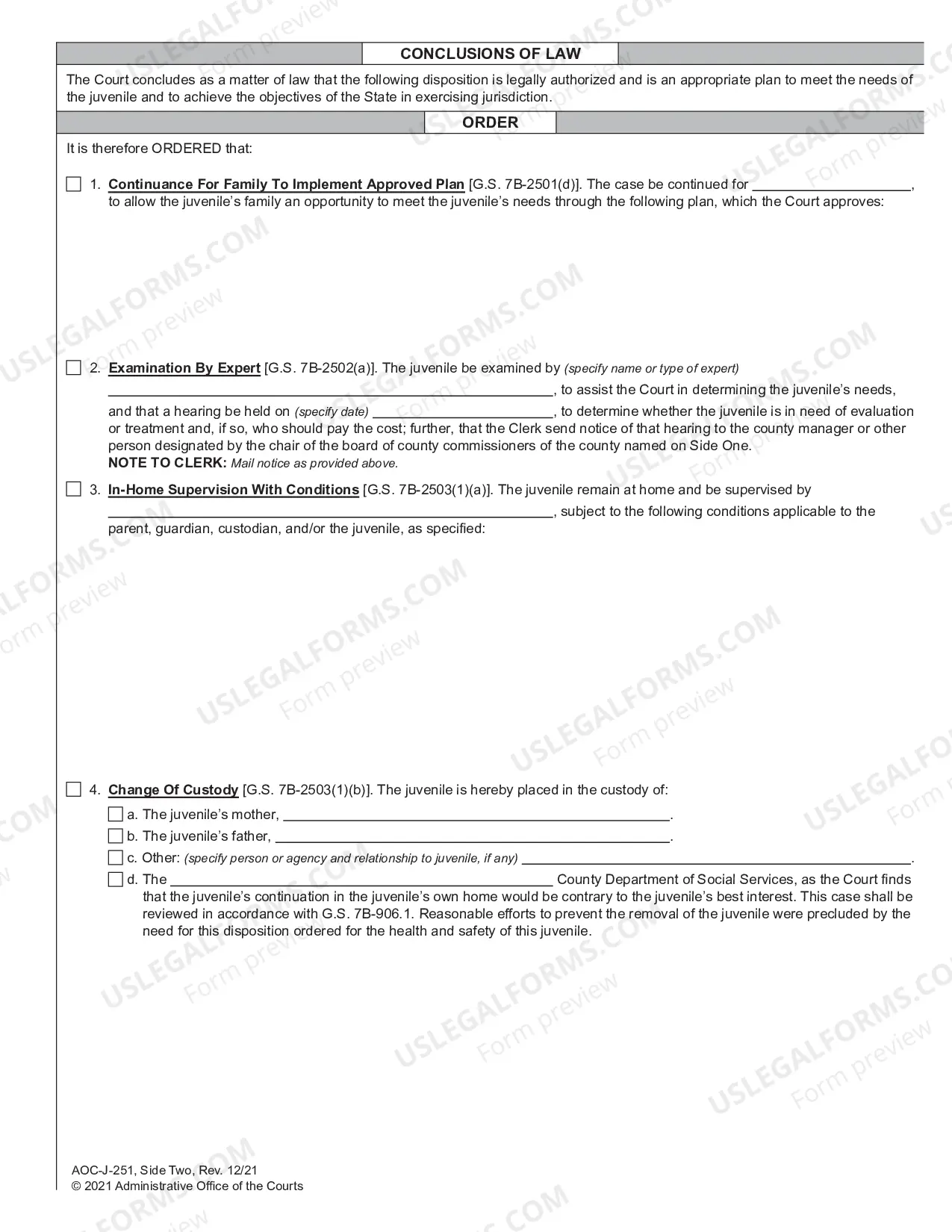 Preview Juvenile Disposition Order - Undisciplined
