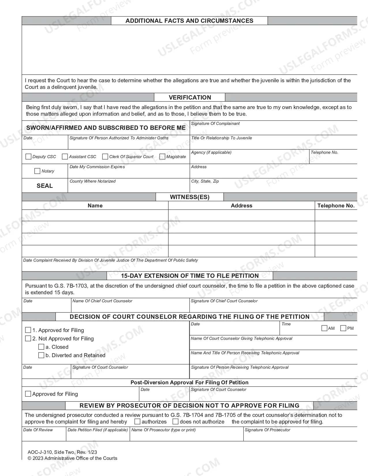 Preview Juvenile Petition - Delinquent