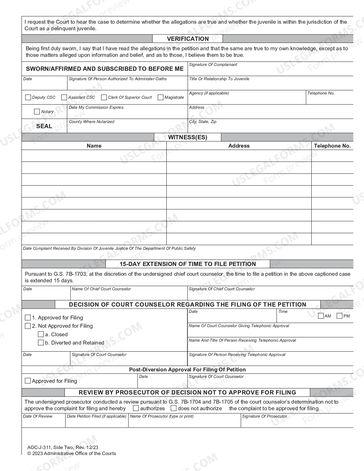 Preview Juvenile Petition Misdemeanor Trespass - Delinquent