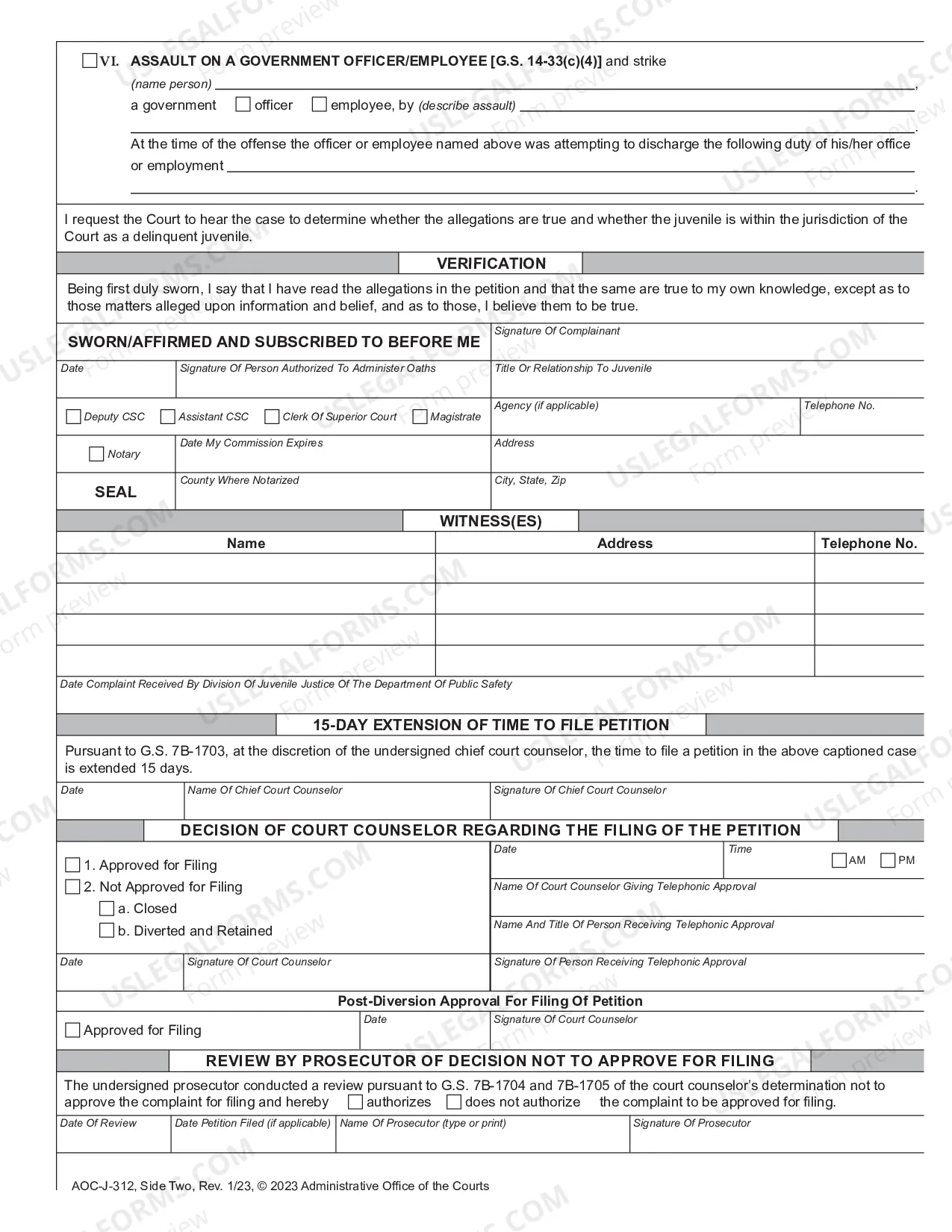 Preview Juvenile Petition Misdemeanor Assault