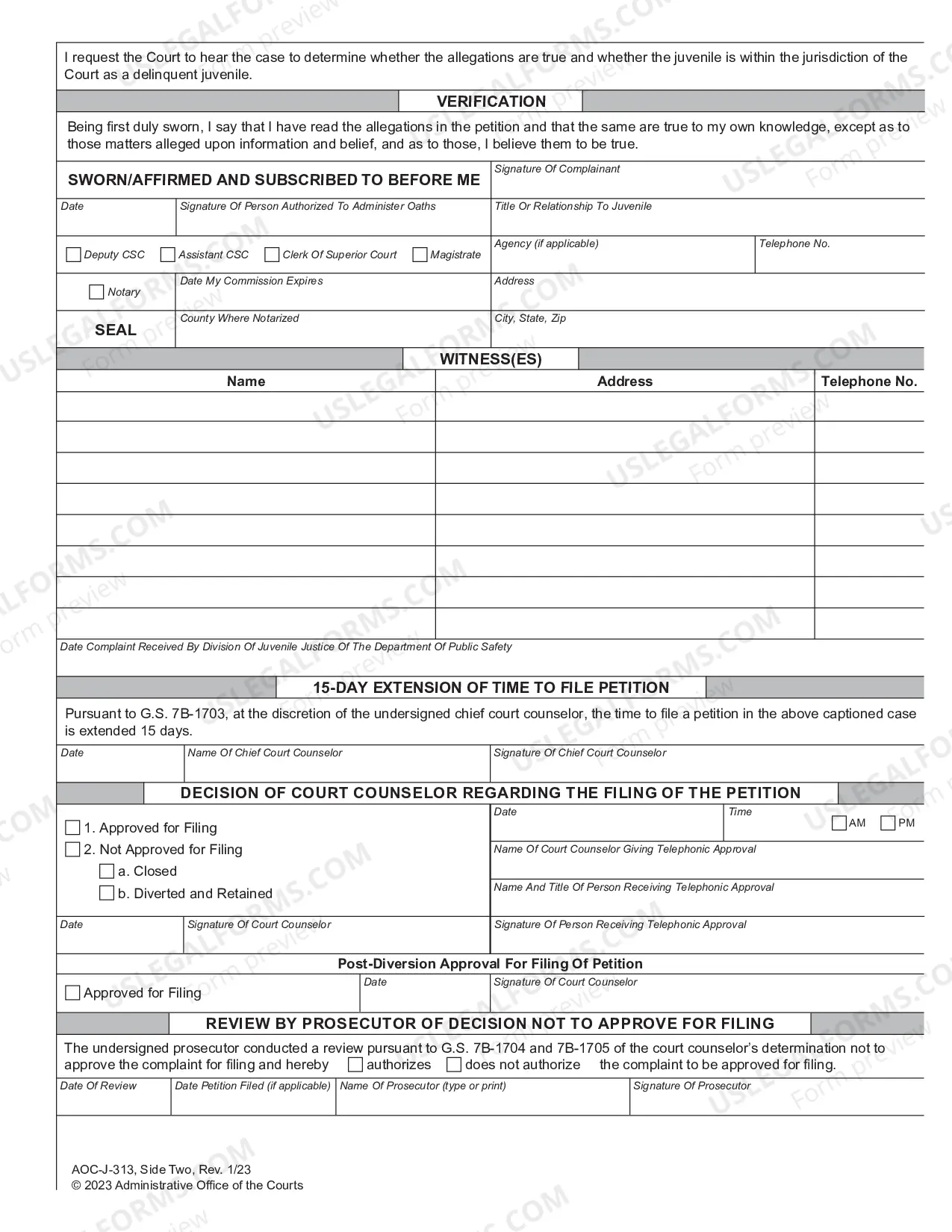 Preview Juvenile Petition Felonious Breaking and Entering and Felonious Larceny - Delinquent