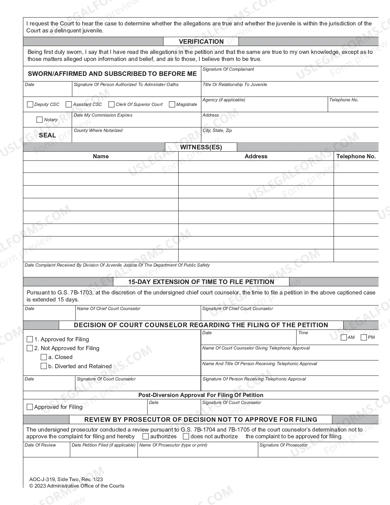 Preview Juvenile Petition I. Larceny II. Possession - Delinquent