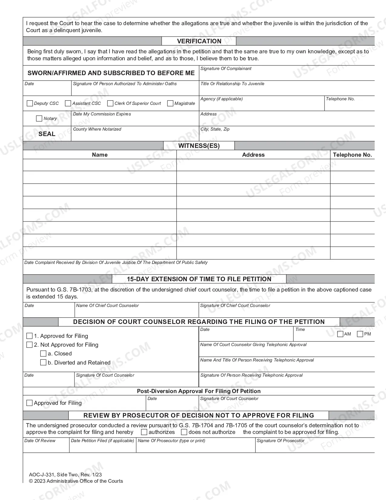 Preview Juvenile Petition Simple Possession of Schedule VI Controlled Substance - Delinquent