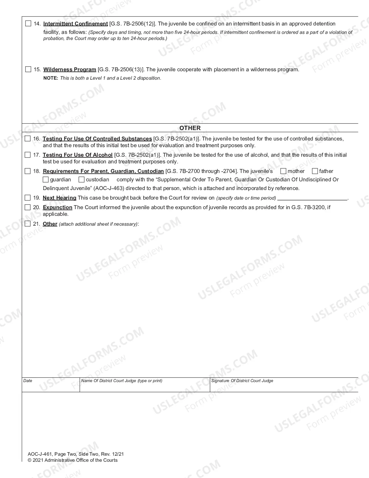 Preview Juvenile Level 1 and 2 Disposition Order - Delinquent
