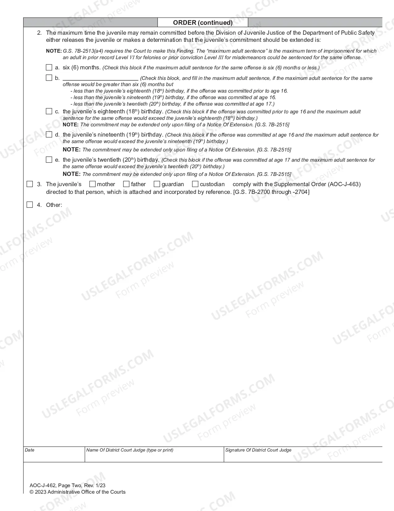 Preview Juvenile Level 3 Disposition and Commitment Order - Delinquent
