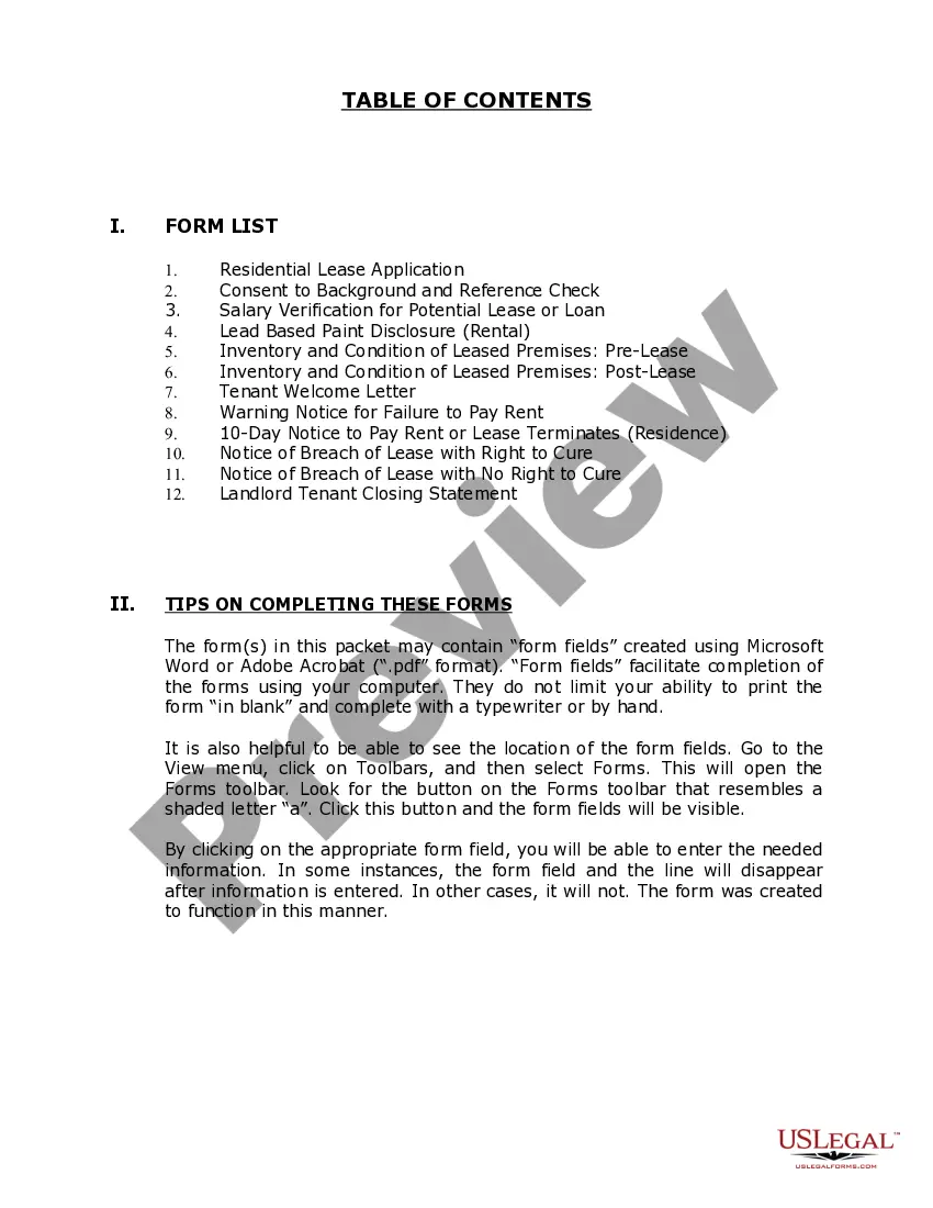 Preview North Carolina Supplemental Residential Lease Forms Package