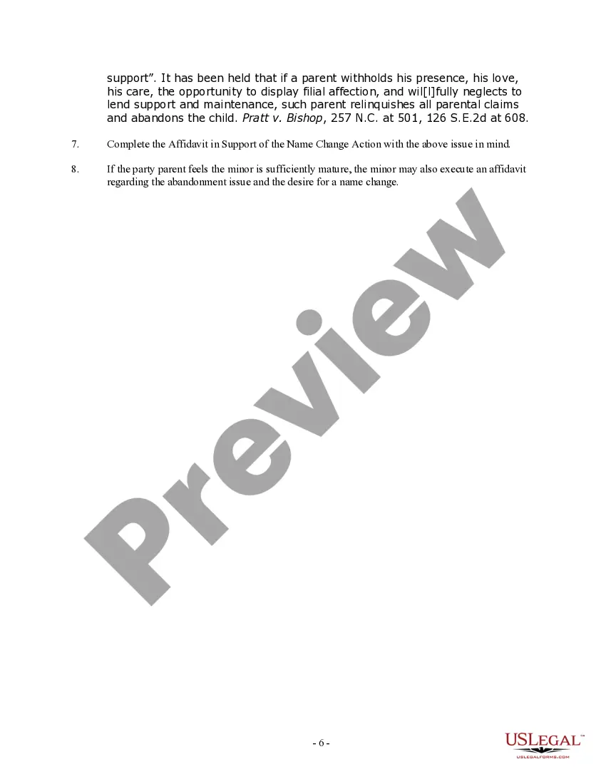 Preview North Carolina Name Change Instructions and Forms Package for a Minor