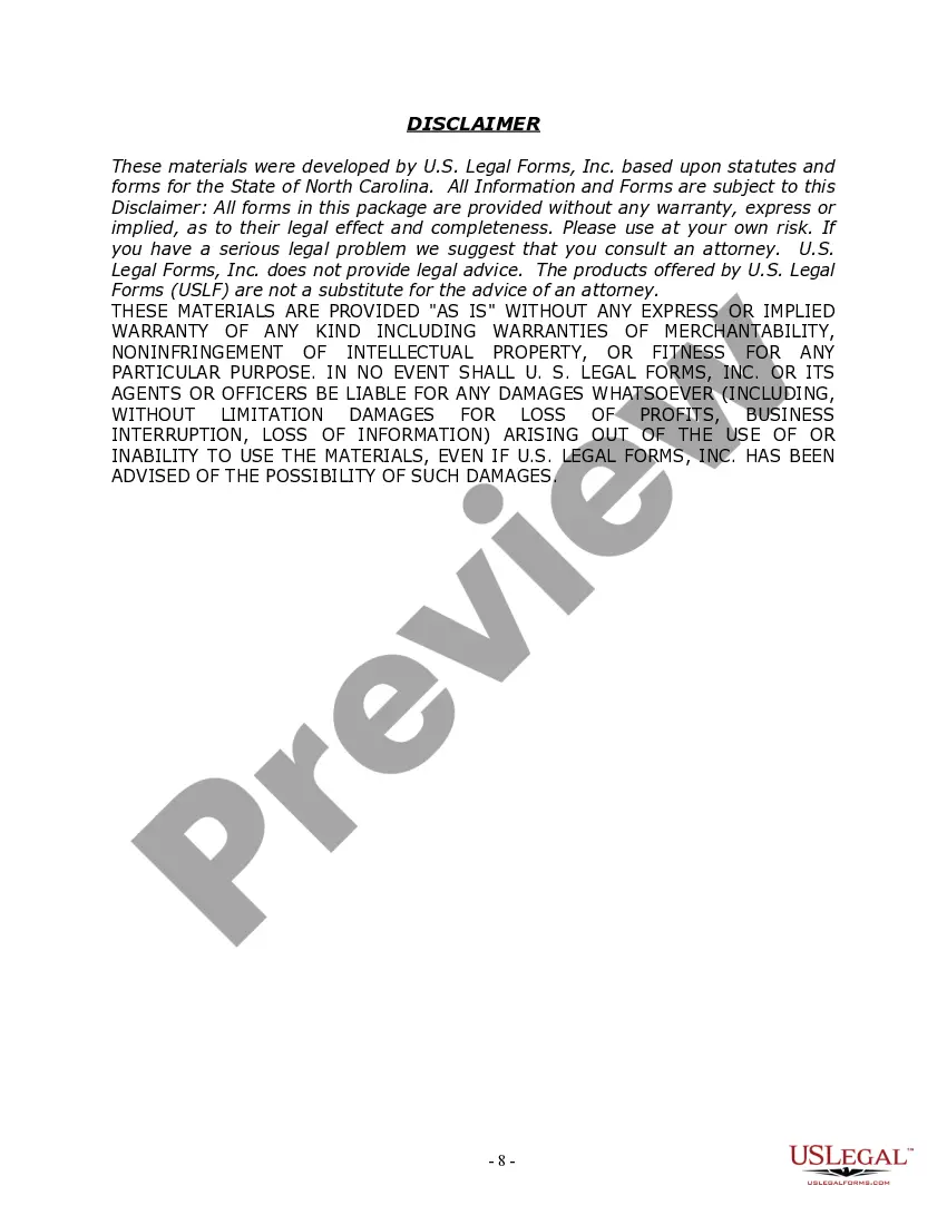 Preview North Carolina Name Change Instructions and Forms Package for a Minor