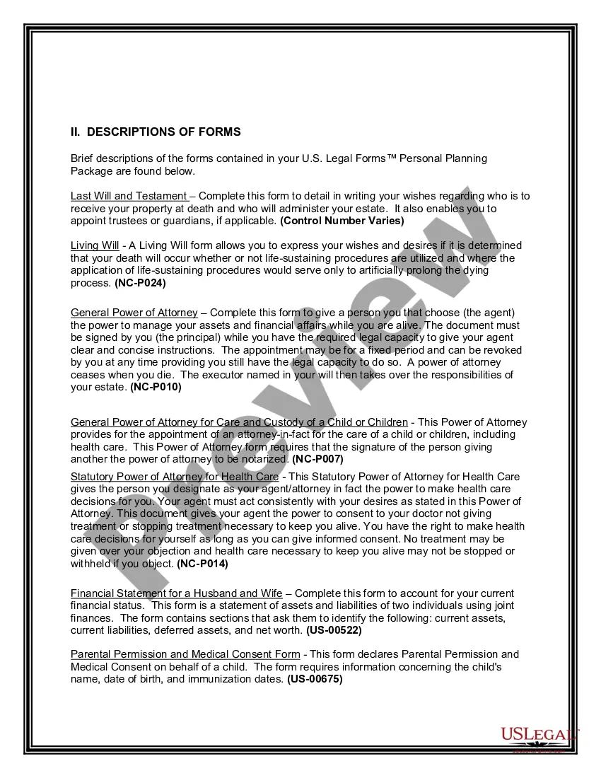 Preview North Carolina Essential Legal Life Documents for New Parents