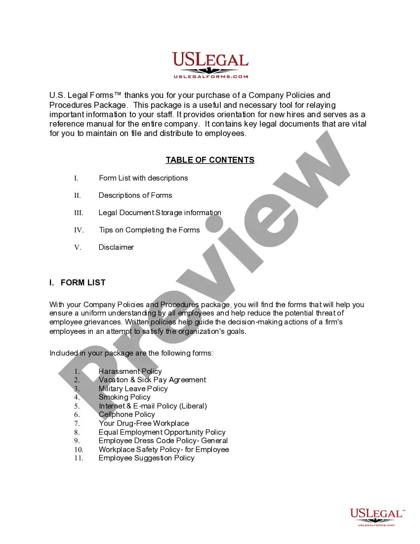 Preview North Carolina Company Employment Policies and Procedures Package