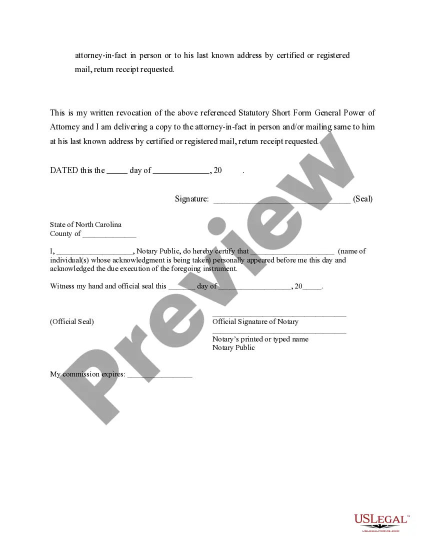 Get Revocation of Statutory General Power of Attorney Preview Revocation of Statutory General Power of Attorney