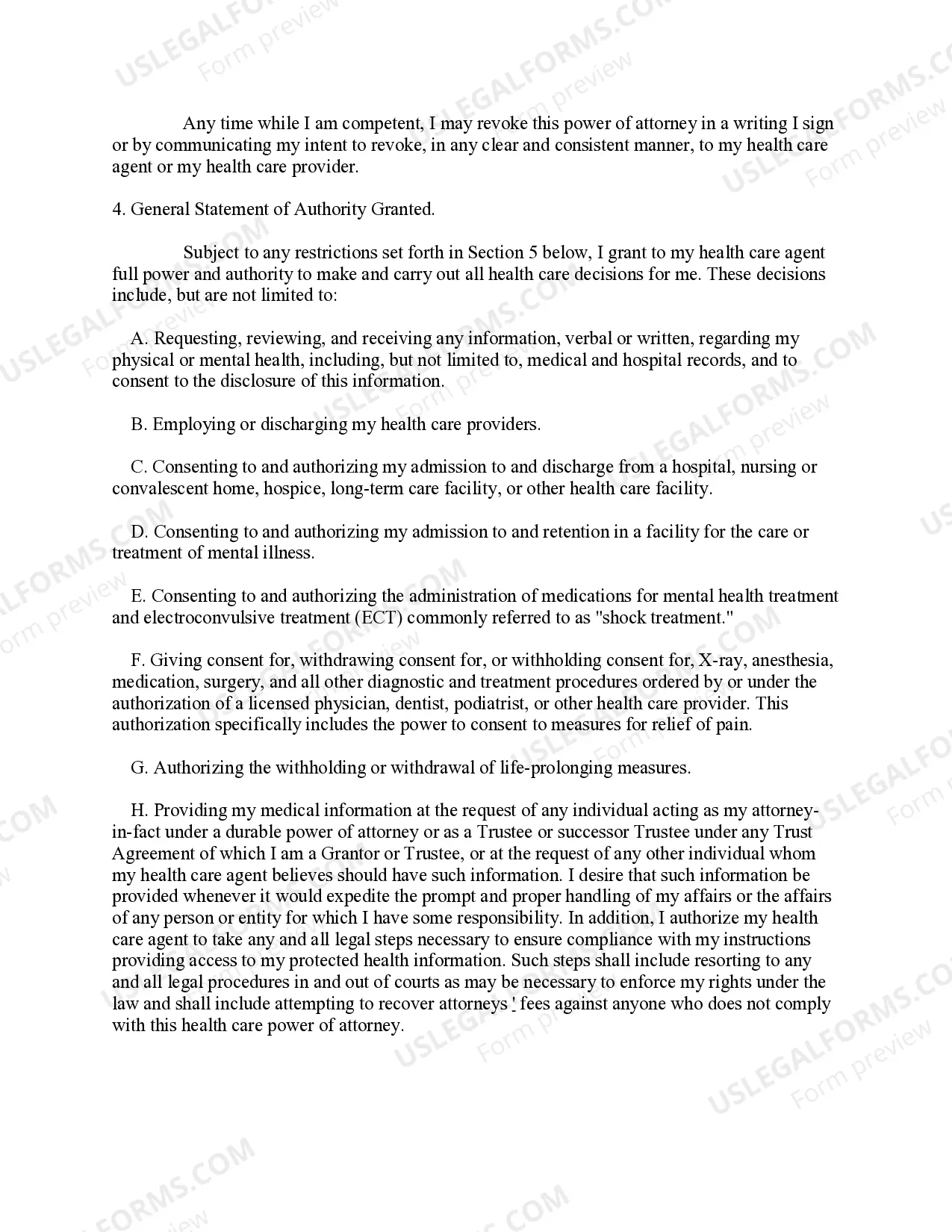 Preview Statutory Power of Attorney for Health Care