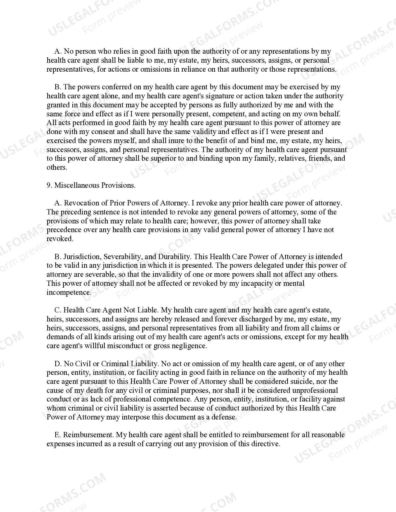 Preview Statutory Power of Attorney for Health Care