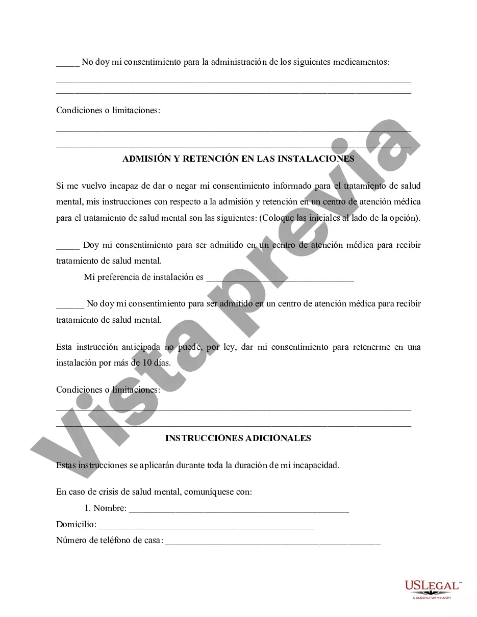 Preview Poder Notarial para Atención de Salud Mental - Formulario Estatutario