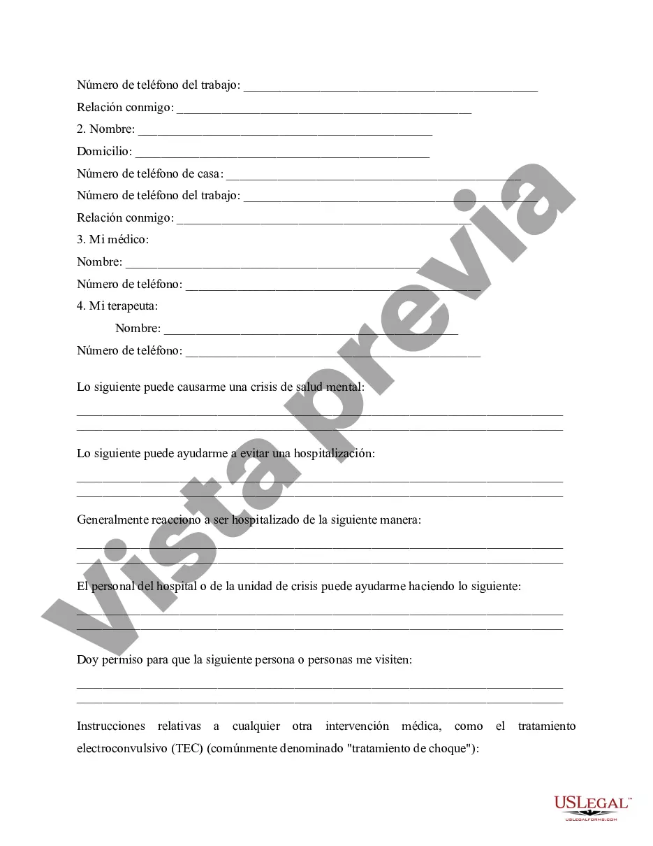 Preview Poder Notarial para Atención de Salud Mental - Formulario Estatutario