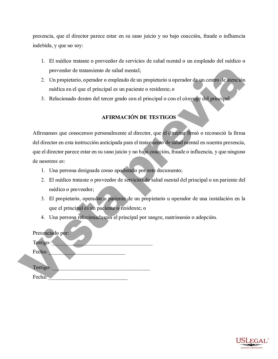 Preview Poder Notarial para Atención de Salud Mental - Formulario Estatutario