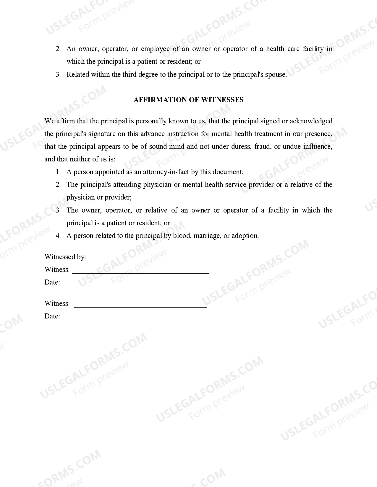 Preview Power of Attorney for Mental Health Care - Statutory Form