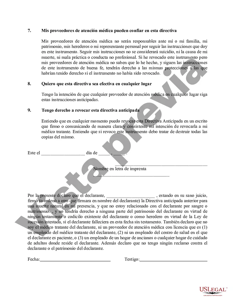 Preview Testamento vital estatutario - Directiva anticipada para una muerte natural