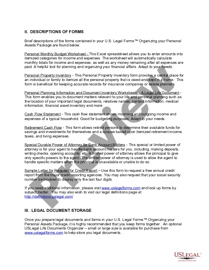 Get North Carolina Organizing your Personal Assets Package Preview North Carolina Organizing your Personal Assets Package