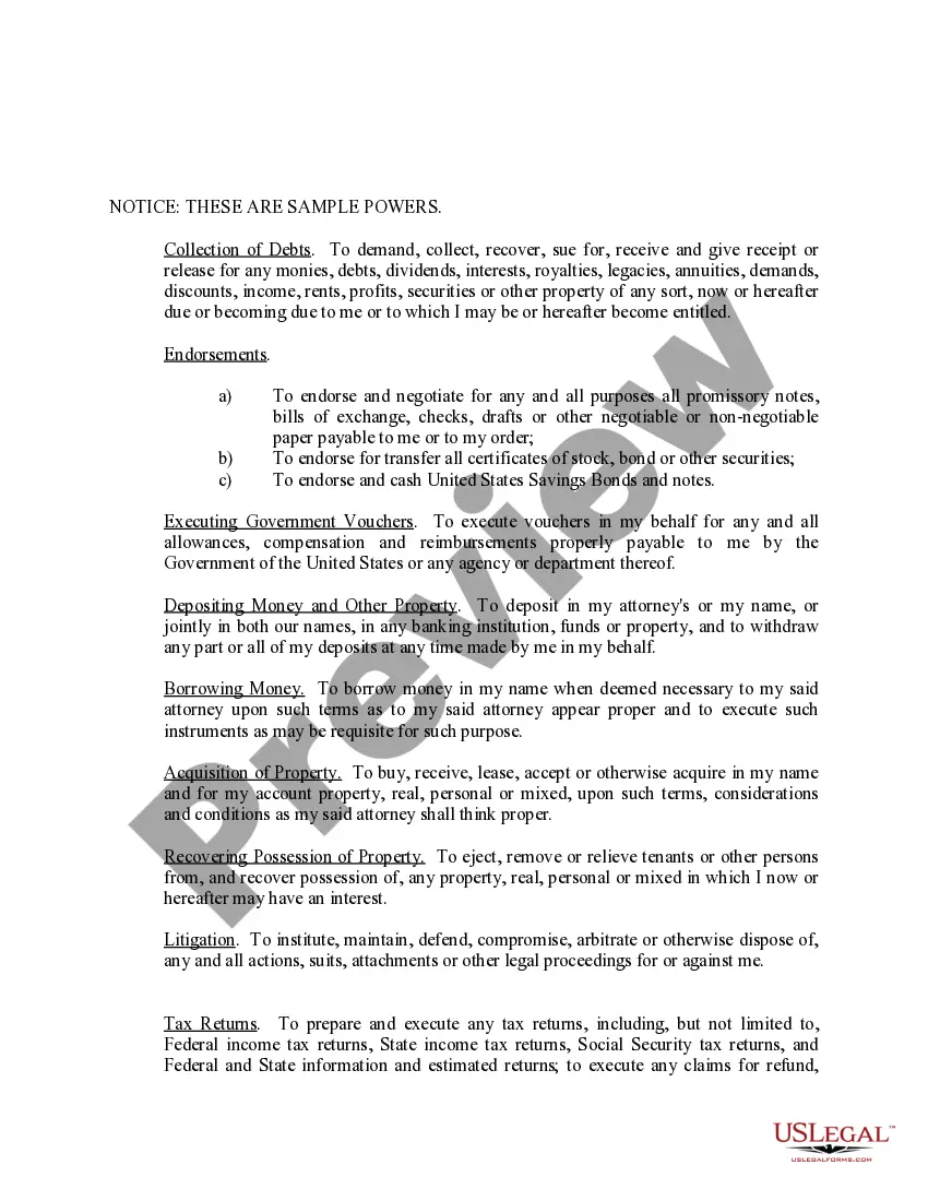 Get Limited Power of Attorney where you Specify Powers with Sample Powers Included Preview Limited Power of Attorney where you Specify Powers with Sample Powers Included