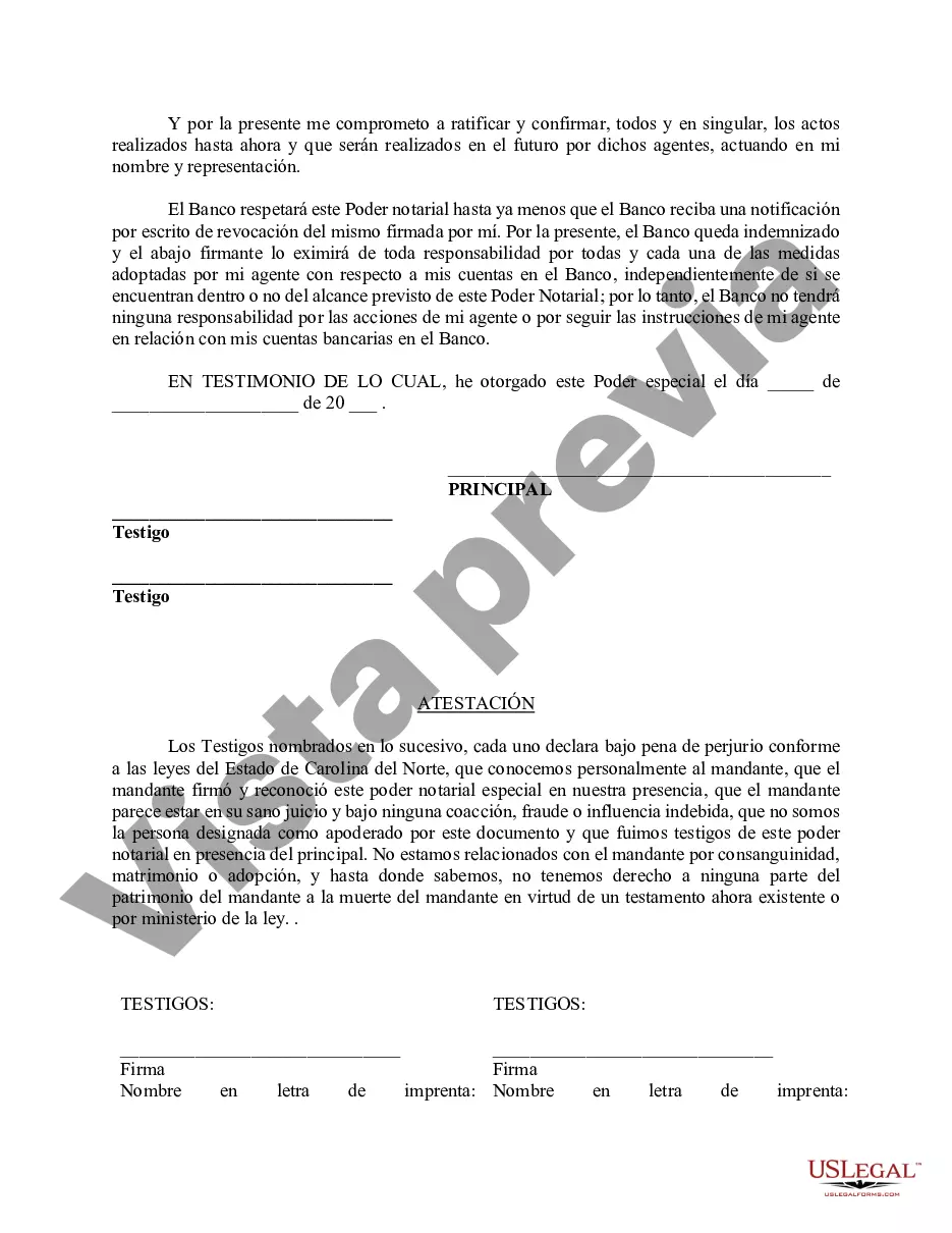Preview Poder especial duradero para asuntos de cuentas bancarias