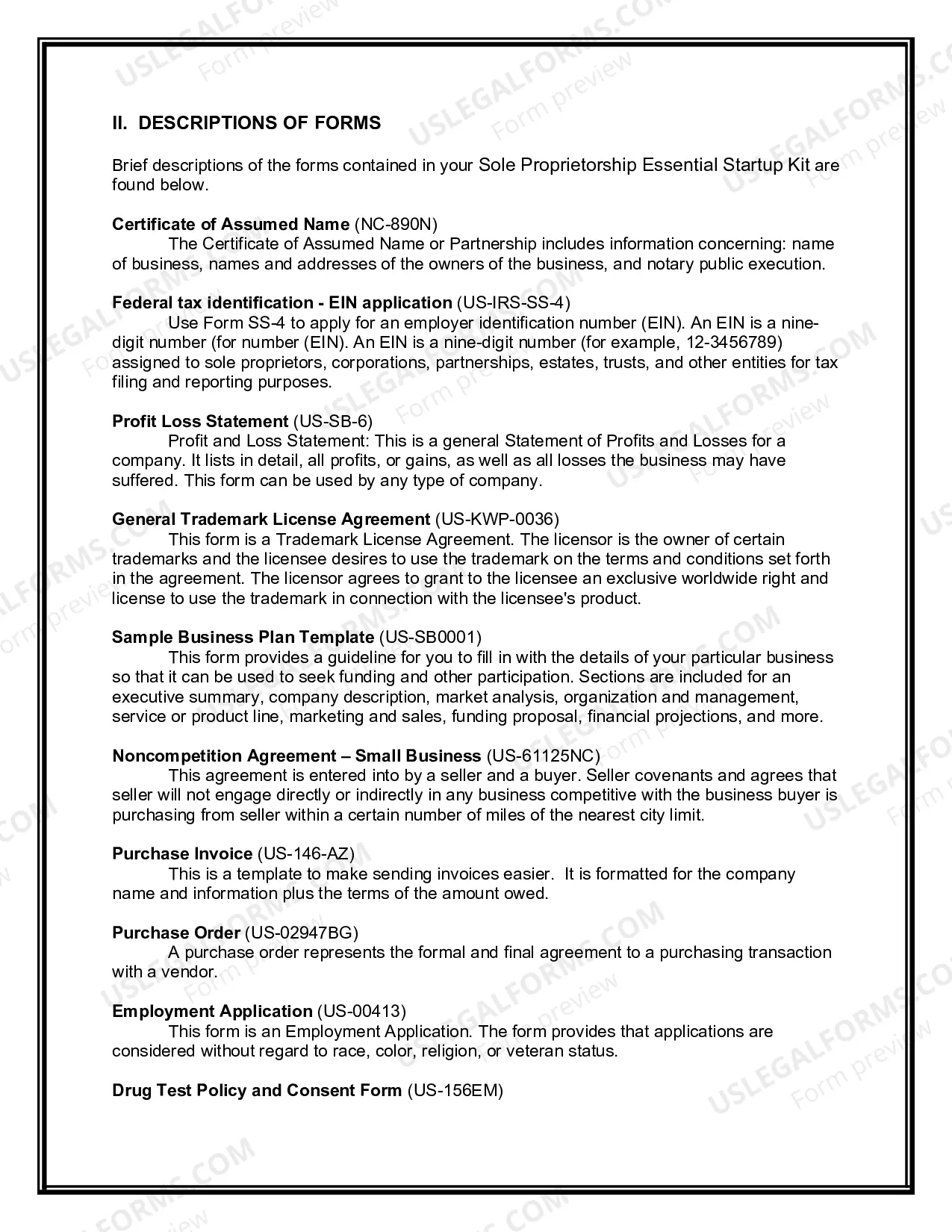 Preview North Carolina Sole Proprietorship Essential Startup Kit