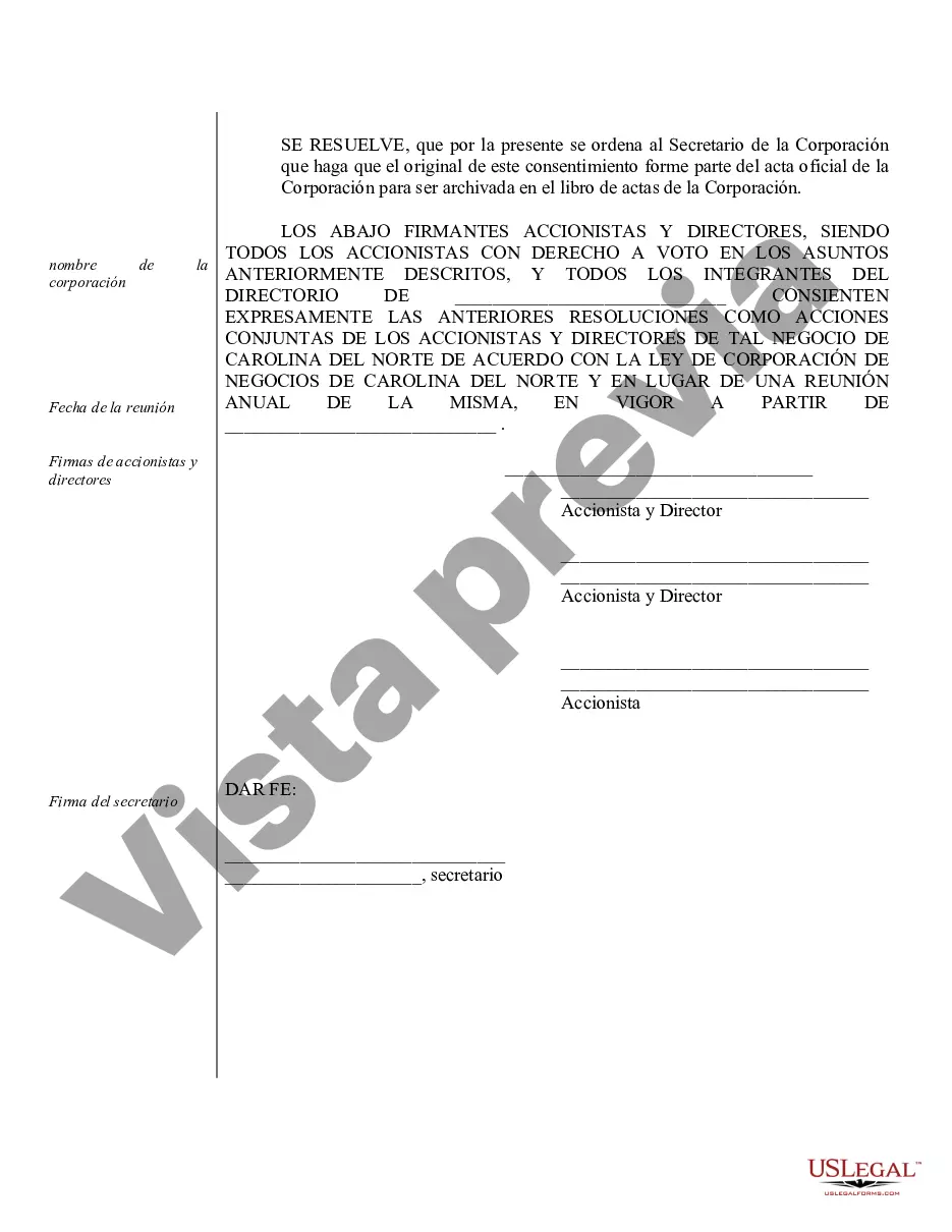 Preview Minutos anuales para una corporación profesional de Carolina del Norte