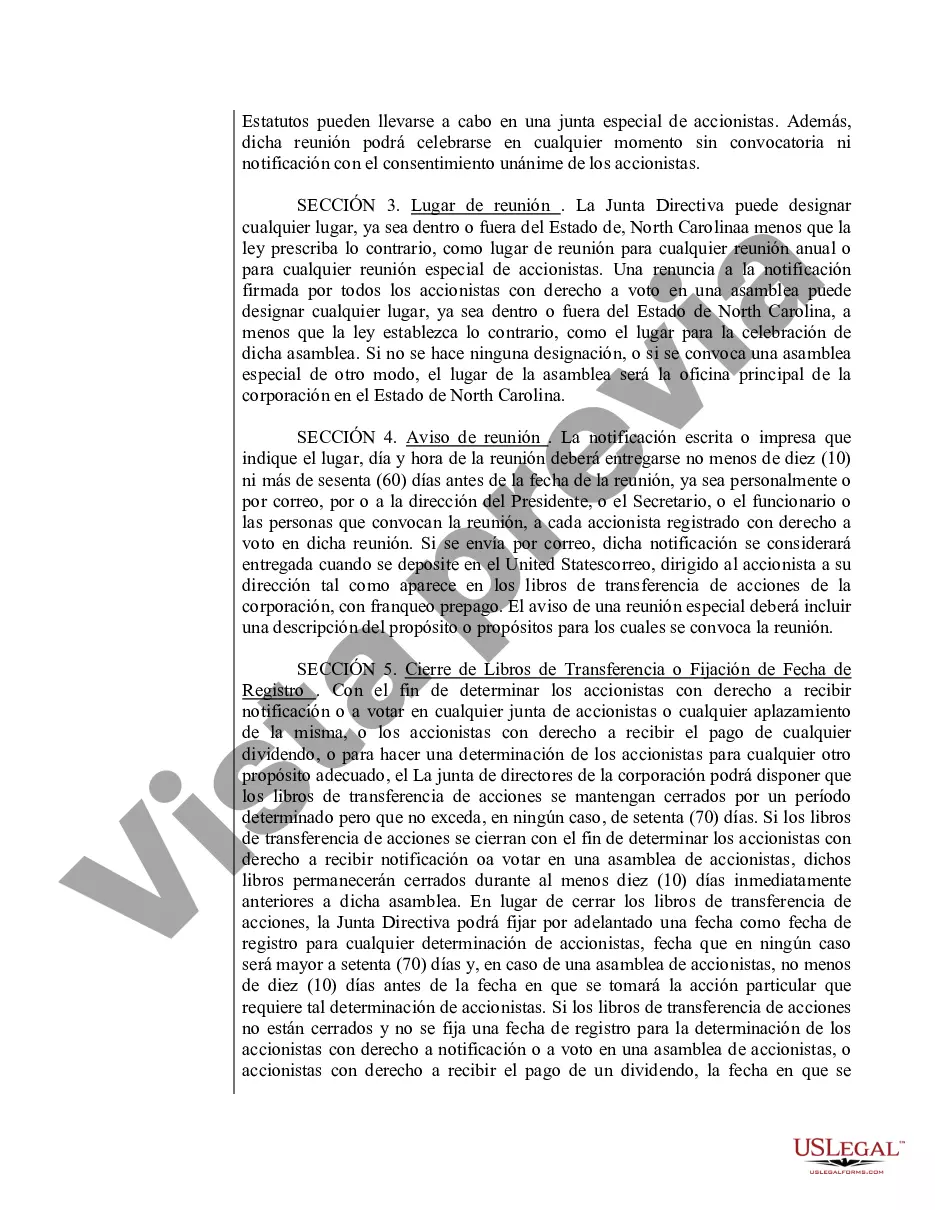 Preview Modelo de estatutos para una corporación profesional de Carolina del Norte