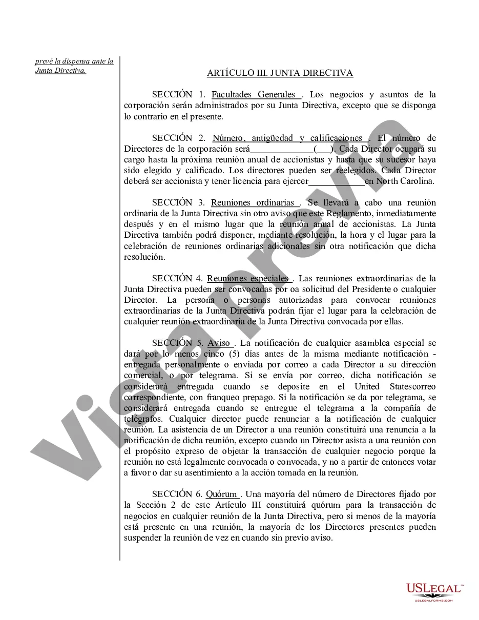 Preview Modelo de estatutos para una corporación profesional de Carolina del Norte