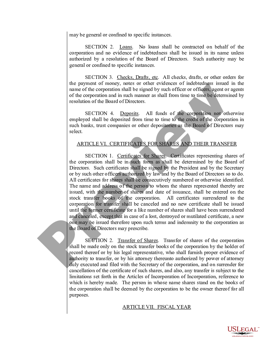 page 8 Sample Bylaws for a North Carolina Professional Corporation preview