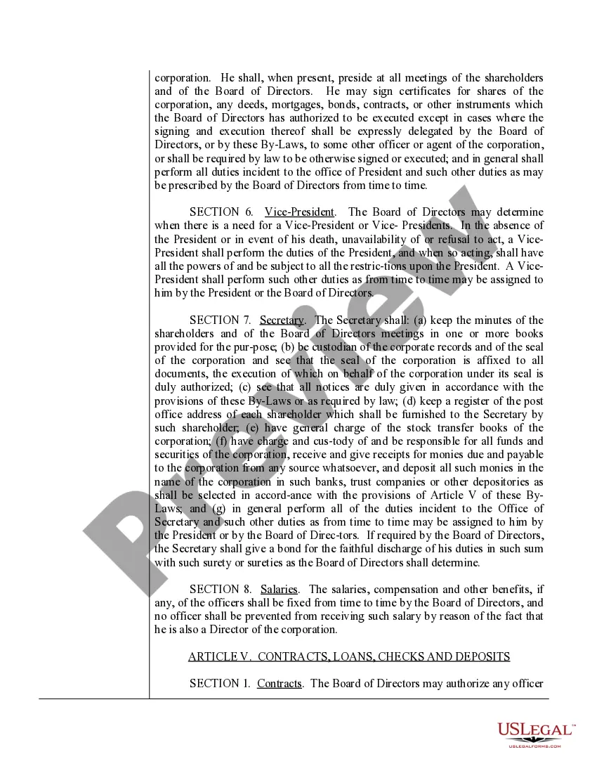 Preview Sample Bylaws for a North Carolina Professional Corporation