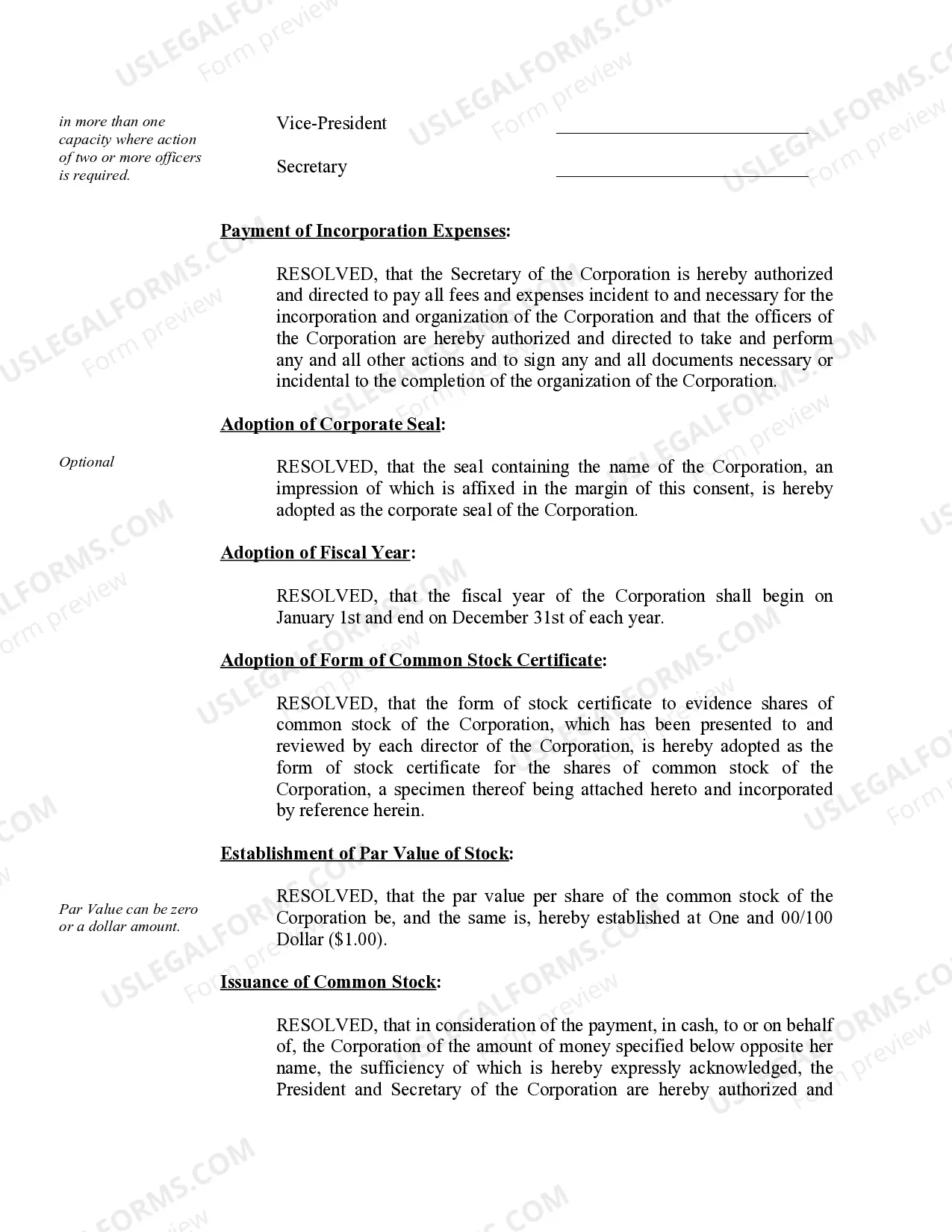 Preview Organizational Minutes for a North Carolina Professional Corporation