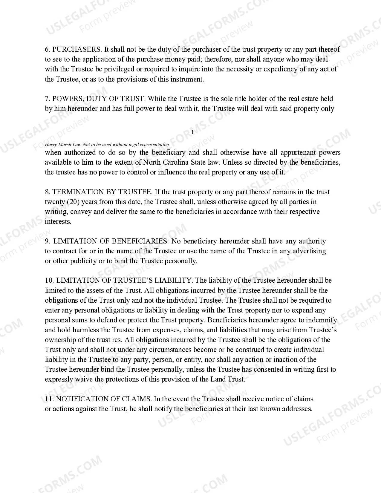 Preview Land Trust Agreement