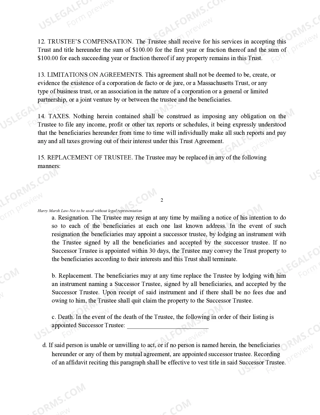 Preview Land Trust Agreement