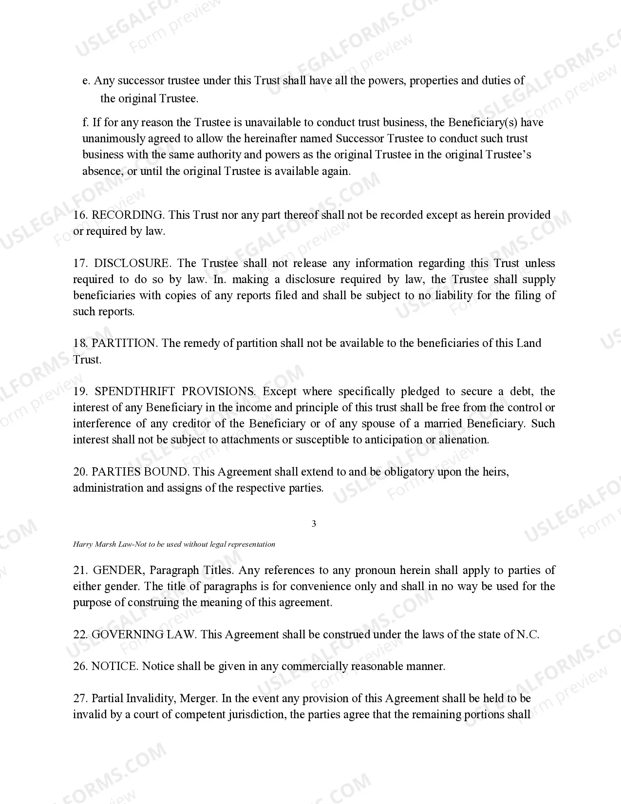 Preview Land Trust Agreement